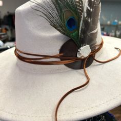 Your Choice Custom Cowboy Hat With Feathers Cream Cowboy Hat, Cowboy Hat Accessories, Custom Hat Bands, Cowboy Hat Outfit Woman, Custom Cowgirl Hats, Embellished Cowboy Hat, Hats Cowgirl, Burned Hats, Womens Fedora Hat