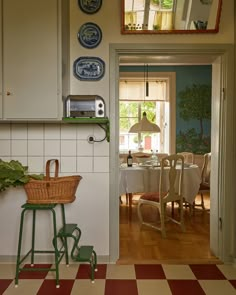 the kitchen is clean and ready to be used as a dining room or breakfast nook