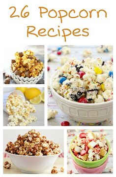 the cover of 26 popcorn recipes