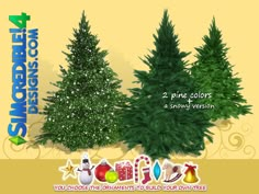 three different types of christmas trees