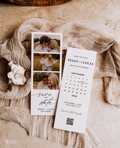 a wedding save the dates card and calendar