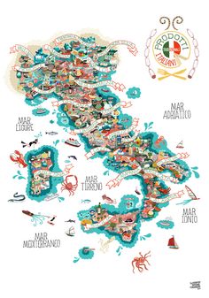 an illustrated map of the island of carnito