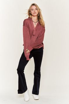 Introducing Jade By Jane's Deep V-neck Collared Long sleeve Knit Top. With its deep V neckline and drop shoulder long sleeves, this top offers a relaxed fit and a chunky yet lightweight feel. Perfect for fall, this top is a must-have addition to your wardrobe. Deep V-neck Collared Long sleeve Knit Top Features: -Deep V neckline-Drop shoulder long sleeves-Relaxed fit-Chunky yet lightweight feel-fall clothing-S(2)-M(2)-L(2)-XL(2)-1XL(2)-2XL(2)-3XL(2)*PLUS Size is available* Made In: USA Fabric Con Long Sleeve Knit Top, Long Sleeve Knit, Deep V Neck, Deep V, Drop Shoulder, Knit Top, Made In Usa, Jade, Plus Size