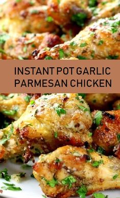 instant pot garlic parmesan chicken on a white plate