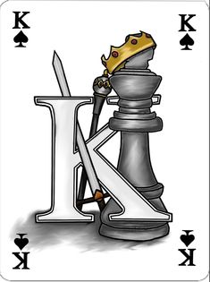 the king of spades playing chess with his letter k on it's back