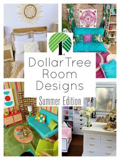 a collage of different rooms and furniture with the words, dollar tree room designs summer edition