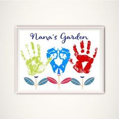 an image of a handprinted sign with two hands and the words ago's garden