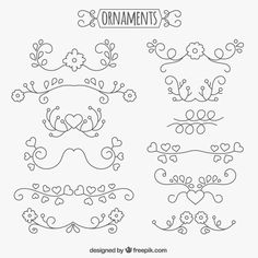 hand drawn ornamental designs with the word ornaments