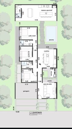 the floor plan for a modern house with two levels and three bedroom, one story