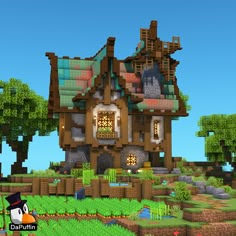 Minecraft Windmill Design, Minecraft Bakery, Minecraft Medieval Buildings, Windmill House, Rumah Minecraft Sederhana, Cool Minecraft Creations, Minecraft House Tutorials