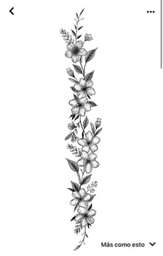 a black and white drawing of flowers