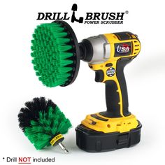 the drill brush is being used as a power scrubber for polishing and cleaning