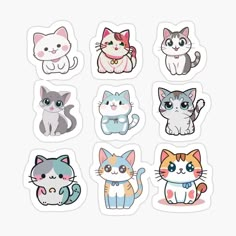 six stickers with different cats on them