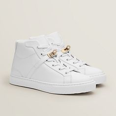 Sneakers - Women's Shoes | Hermès USA Leather Street Style, Square Shoes, Fashion Shoes Heels, Urban Looks, Modern Urban, Casual Sport Shoes, Casual Street Style