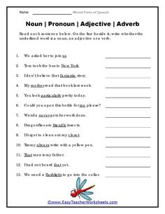 the worksheet for an adverb