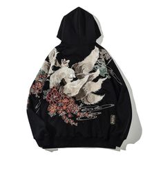 Fashion Hoodie Myth Nine Tailed Fox Pattern Embroidery Black Hooded Jacket Tops ★ 100% Brand new & High quality 1 cm=0.39Inch/1 inch =2.54 cm Size: Please allow 1-2cm differs due to manual measurement. Note: The real color of the item may be slightly different from the pictures shown on website caused by many factors such as brightness of your monitor and light brightness. If  you are not completely satisfied with your purchase, please contact us immediately through eBay message so that we can respond promptly. We strive to provide exceptional products and service to our customers and your opinion is very important to us. We will reply your email as soon as  possible, but please kindly allow 24 hours for us to response. Thanks for your Understanding and Coordinate. Thank you for your comin Creative Hoodie Design Ideas, Trendy Hooded Hoodie With Anime Print, Custom Hoodies Ideas, Black Hooded Hoodie With Anime Print, Cute Fox Hoodie, Cute Fox Hoodies, Fox Hoodies, Harajuku Anime Print Hooded Outerwear, Anime Print Hooded Sweatshirt For Streetwear