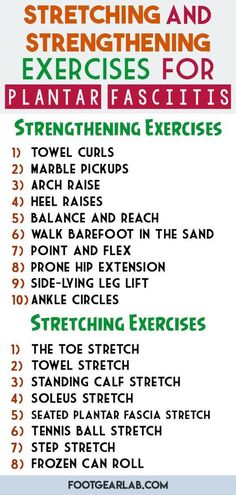 an exercise poster with the words, stretching and exercises for plantarricia exerts