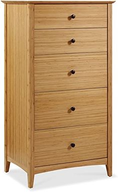 a wooden chest of drawers with five drawers