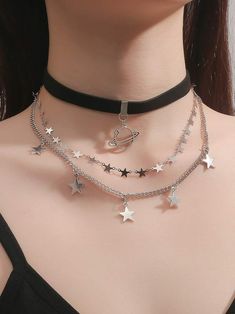 Free Returns ✓ Free Shipping✓. 1pc Multi-layered Handmade Metal Star Pendant Chain Necklace- Women Layered Necklaces at SHEIN. Metal Star, Beautiful Necklace, Star Pendant, Layered Necklaces, Necklaces, Chain, Pendant, Free Shipping, Silver