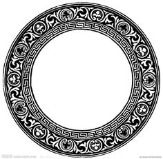 a circular frame with an intricate design in black and white