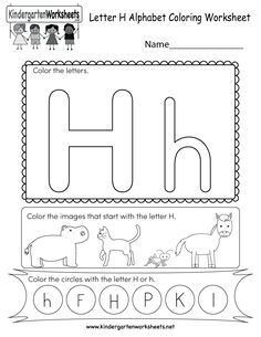 the letter h worksheet for children