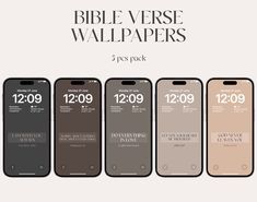 the bible verse wallpapers are available in five different colors