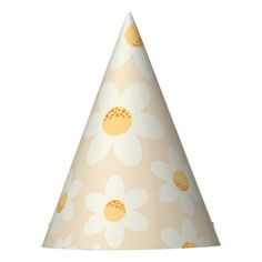 a party hat with daisies on it