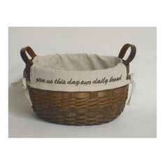 a small basket that has some writing on it