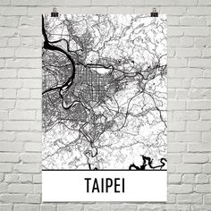 Taipei Taiwan Street Map Poster White Taiwan Street, Modern Art Styles, Amazing Maps, Taipei City, City Map Art, Modern Map, Taipei Taiwan, Map Gifts, Wall Maps