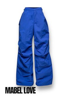 Loose Fit Parachute Pants Blue Mabel Love Boutique Ruched Cargo Pants, Baggy Parachute Pants, Cargo Design, Blue Shell, Baby Tees Y2k, Y2k Baby Tee, Love Style, Fresh Kicks, Pants Blue