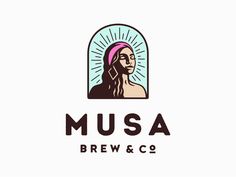 the logo for musa brewing and co, with a woman's face on it