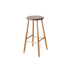 the stool is made from wood and has a wooden seat