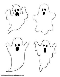 four ghost cut outs are shown in black and white