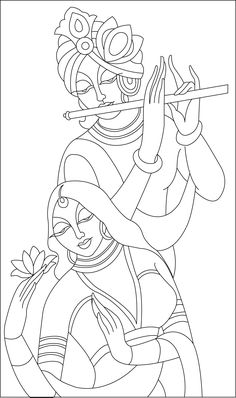 Radhakrishna Outline Drawing, Biryani Pot Painting, Indian Drawings Easy, Canvas Painting Outline, Indian God Drawing Easy, Mahandi Desgin Easy Front Hand, Unique Drawings Creative