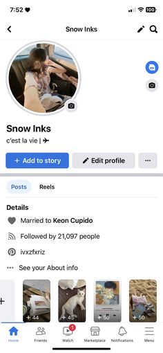 an image of someone's profile on their facebook page with the caption snow inks