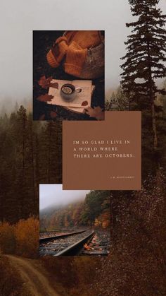 a collage of photos with the words i'm so glad to live in there are october