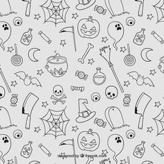 halloween coloring pages for adults and kids with lots of different items to color on the page