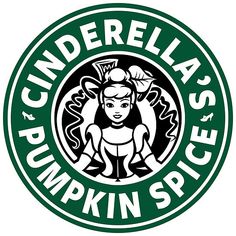 the starbucks logo is shown in green and white on a gray shirt that says, cinderella's pumpkin spice