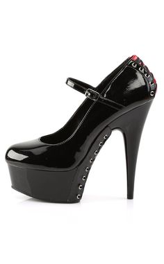 6" Heel, 1 3/4" PF DELIGHT-687FHHEEL/PLATFORM : 6" Heel, 1 3/4" PFFIT GUIDE : True to sizeVEGAN : Yes Black Patent Shoes, Alternative Shoes, Single Sole Heels, Festival Shoes, Punk Boots, Pleaser Shoes, Black Platform Heels, Cosplay Shoes, Patent Shoes