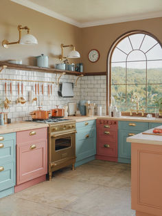 Kitschy Kitchen With Vibrant Colors and Intricate Design Kitchen Cabinets