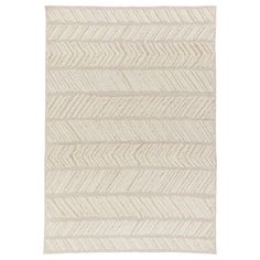 a white rug with an arrow pattern on the front and back of it, in neutral tones