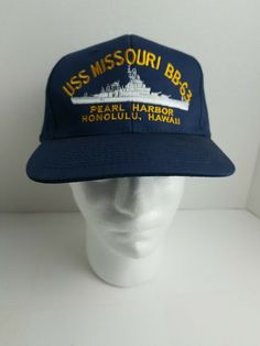 USS MISSOURI BB 63 Pearl Harbor Hawaii Blue Hat Strapback Hat Cap. Minor Flaw See Photo. Vintage Navy Baseball Cap With Flat Bill, Vintage Blue Dad Hat, Vintage Navy Snapback Baseball Cap, Vintage Blue Baseball Dad Hat, Vintage Blue Dad Hat Baseball Cap, Vintage Blue Snapback Dad Hat, Vintage Navy Cap Hats, Navy Vintage Cap Hat, Vintage Navy Snapback Hat With Flat Bill