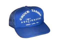 Vintage "Chuck Yarbro Auctioneers" snapback trucker hat. Auction house merch, 1990s.  mesh back, foam front. Great condition, no stains or scuffs. Vintage Snapback, Snapback Cap, Trucker Cap, Caps Hats, Trucker Hat, Accessories Hats, Auction, Baseball, Hats