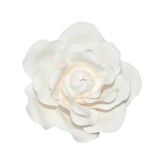 a white rose is shown on a white background for use as a brooch or lapel