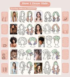 how to draw hair for girls with different hairstyles and styles on the page