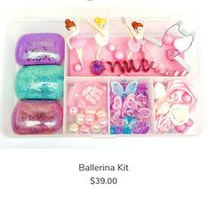 a plastic case filled with lots of different types of hair and nail accessories in it