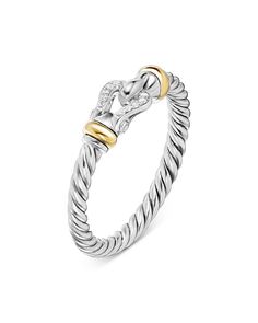 David Yurman Sterling Silver & 18K Yellow Gold Pavé Diamond Petite Buckle Ring Jewelry & Accessories - Bloomingdale's Silver Diamond Rings, Diamond Knot, David Yurman Ring, Petite Ring, Silver Diamond Ring, Buckle Ring, Diamonds And Gold, Bezel Diamond, David Yurman