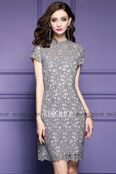 Luxury Lace Sheath Cocktail Dress High Neck With Cap Sleeves #ZL8039 at GemGrace. #DiscontinuedProducts Shop now to get $10 off. Pro custom-made service for wedding dress, formal dress. View Discontinued Products for more ideas. Click to shop now! Luxury Short Sleeve Lace Cocktail Dress, High Neck Lace Sleeves Party Dress, Fitted Lace Cocktail Dress With Short Sleeves, Luxury Fitted Cap Sleeve Dress, Knee-length Evening Dress With Lace Collar, Dress High Neck, Best Wedding Guest Dresses, For Wedding Dress, Semi Formal Dresses