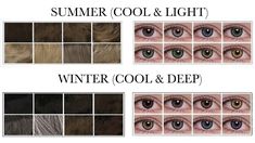 Winter Makeup Natural, What Season Am I, 12 Season Color Analysis, Season Color Analysis, Color Analysis Winter, Color Analysis Summer, Summer Eyes, Summer Brown