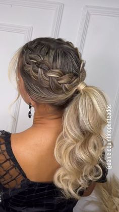 Missy Sue Hair, Ponytail With Braid, Side Braid Ponytail, Hair Job, Wedding Hairstyles And Makeup, High Ponytail Hairstyles, Hair Color Unique, Braided Prom Hair, Birthday Hair